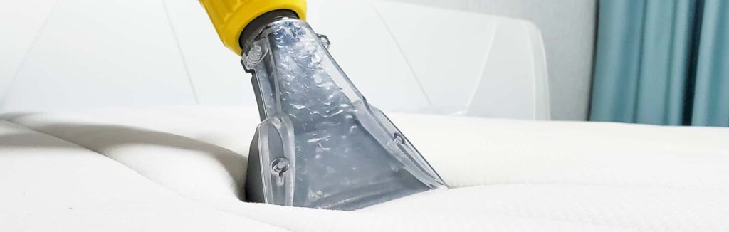 This is a photo of a mattress being steam cleaned.